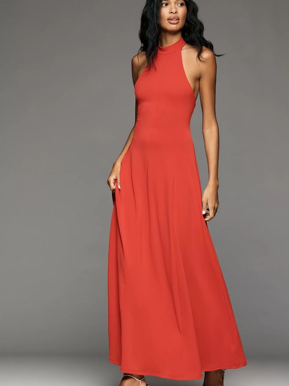 By Anthropologie Halter Open-Back A-Line Maxi Dress - NWT - Picture 4 of 4